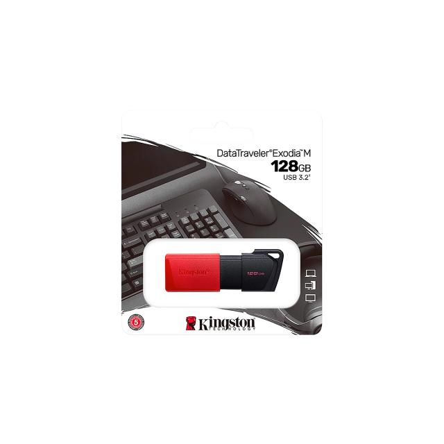 FLASH MEMORY KINGSTON DATA TRAVELER EXODIA M 128GB USB 3.2 BLACK-RED