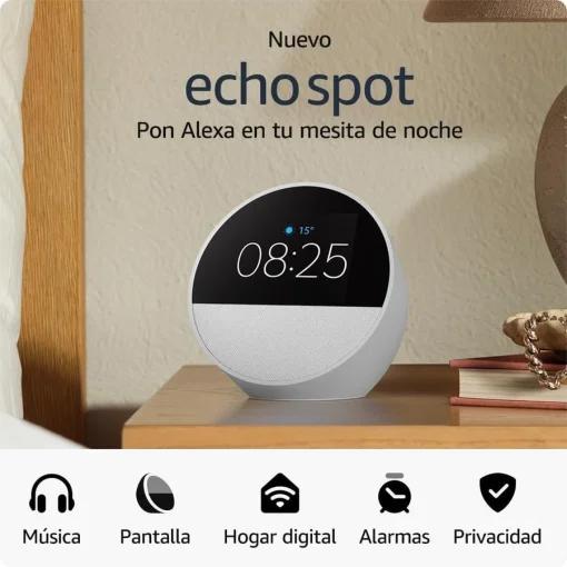 PARLANTE AMAZON ECHO SPOT SMART ALARM CLOCK WITH VIBRANT SOUND AND ALEXA