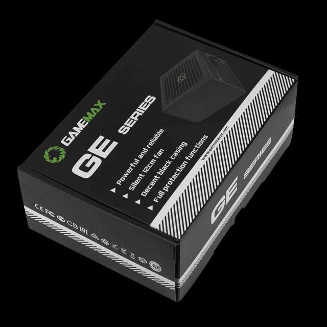 Fuente de Poder GAMEMAX GE-500 BK 500Watts Alta eficiencia 80+ 12CM Ventilador ATX