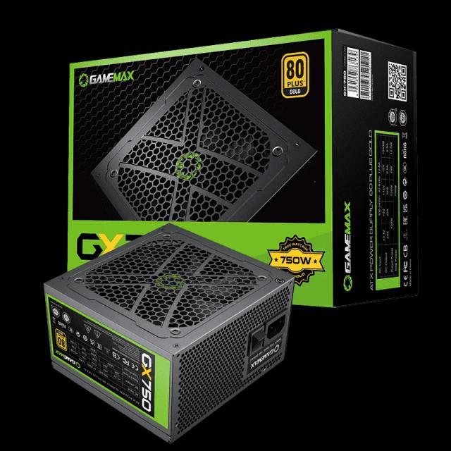 Fuente de Poder GAMEMAX GX-750 Modular Certificado 80 Plus Gold 750Watts ATX
