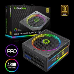 Fuente de Poder GAMEMAX RGB-750 PRO Modular Certificada 80 Plus Gold 14CM ARGB FAN 750WATTS