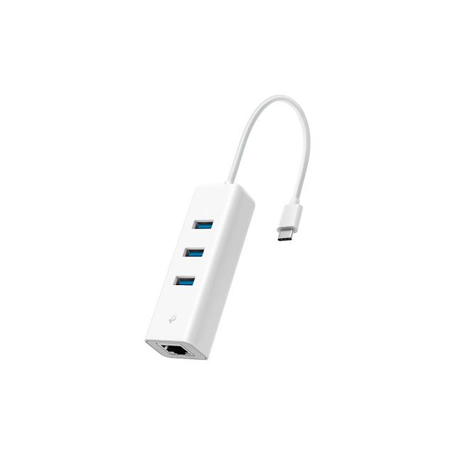 ADAPTADOR TP-Link USB-C a Ethernet Gigabit con HUB de 3 Puertos USB-3.0