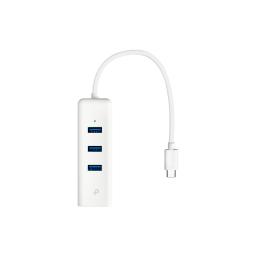 ADAPTADOR TP-Link USB-C a Ethernet Gigabit con HUB de 3 Puertos USB-3.0
