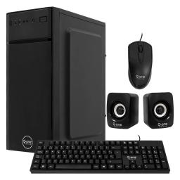 CASE Q-ONE C6016 ATX COMBO Parlante Teclado Muose 2USB 0.4mm PS-250W-Real Black