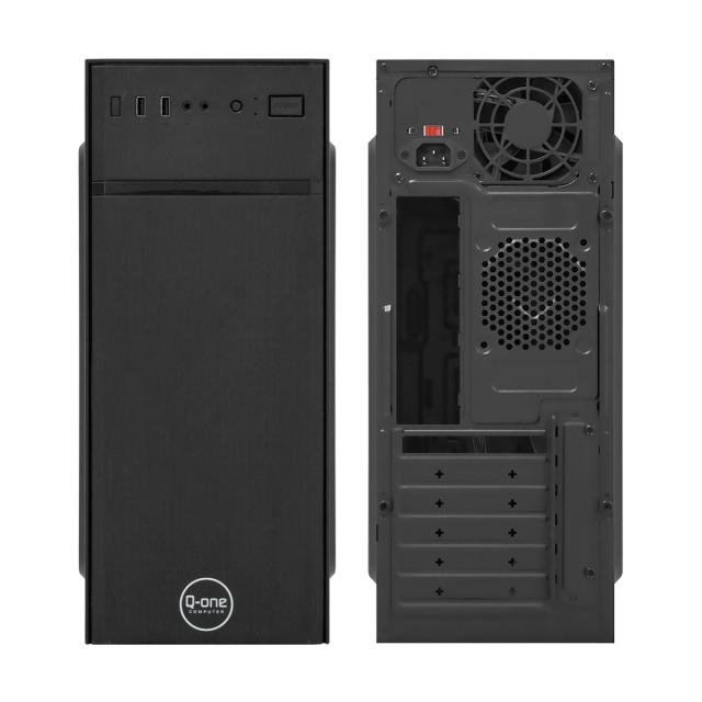 CASE Q-ONE C6016 ATX COMBO Parlante Teclado Muose 2USB 0.4mm PS-250W-Real Black